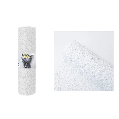 Malla jacquard blanco para ramos de flores 14cm*4.5m
