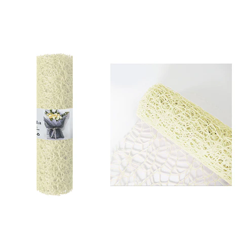 Malla jacquard beige para ramos de flores 14cm*4.5m