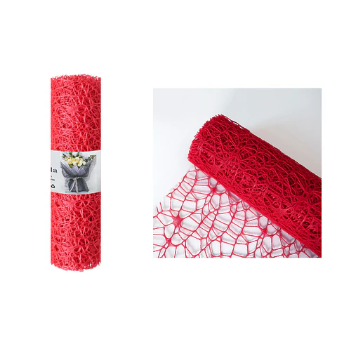 Malla jacquard rojo intenso para ramos de flores 14cm*4.5m