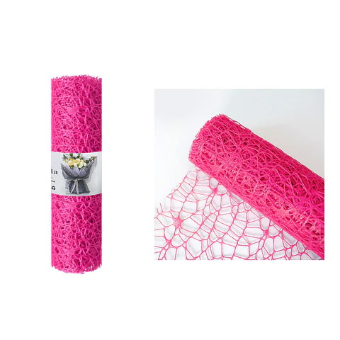Malla jacquard fucsia para ramos de flores 14cm*4.5m