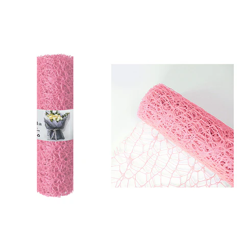 Malla jacquard rosa para ramos de flores 14cm*4.5m