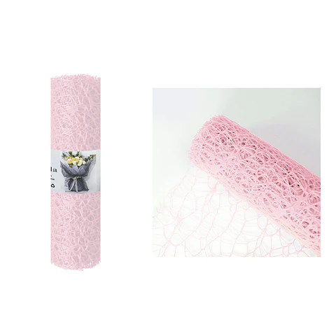 Malla jacquard rosa claro para ramos de flores 14cm*4.5m