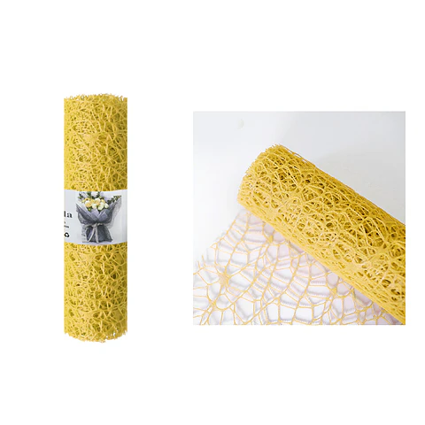 Malla jacquard dorado para ramos de flores 14cm*4.5m