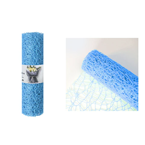 Malla jacquard celeste para ramos de flores 14cm*4.5m