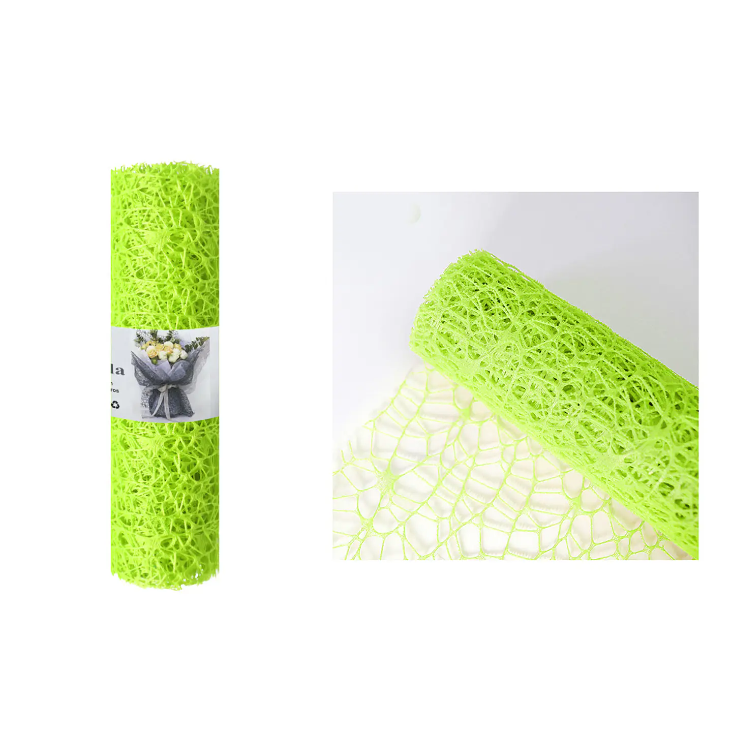 Malla jacquard verde manzana para ramos de flores 48cm*3m 1