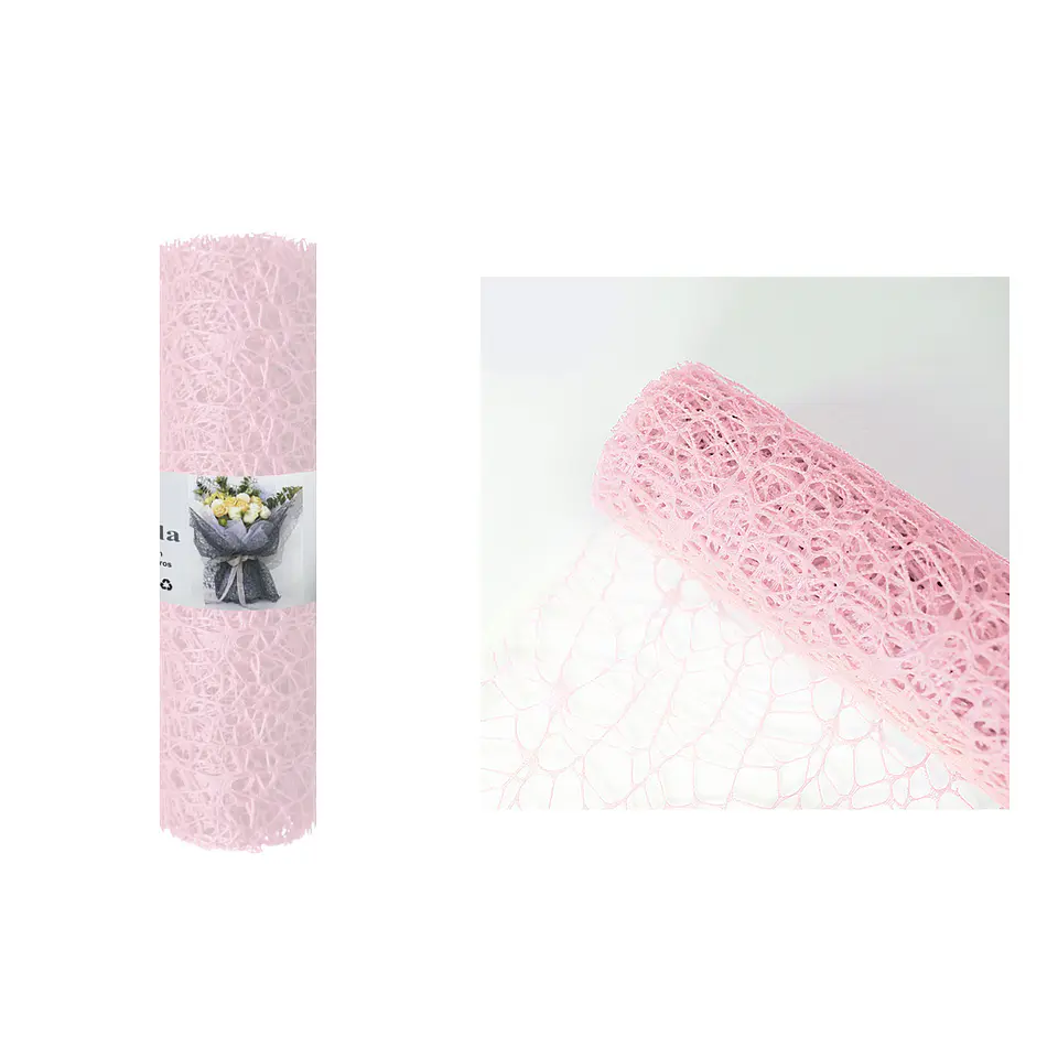Malla jacquard rosa claro para ramos de flores 48cm*3m 1
