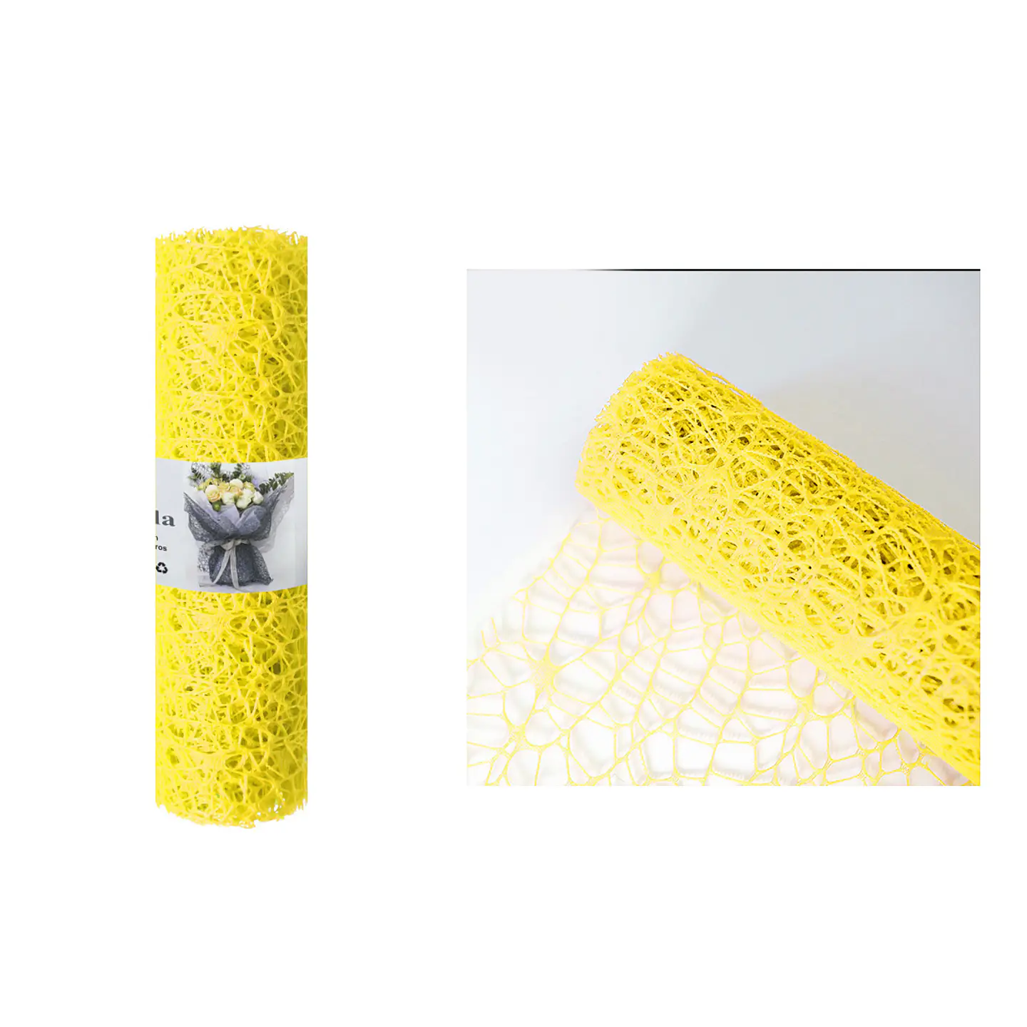 Malla jacquard amarillo para ramos de flores 48cm*3m 1