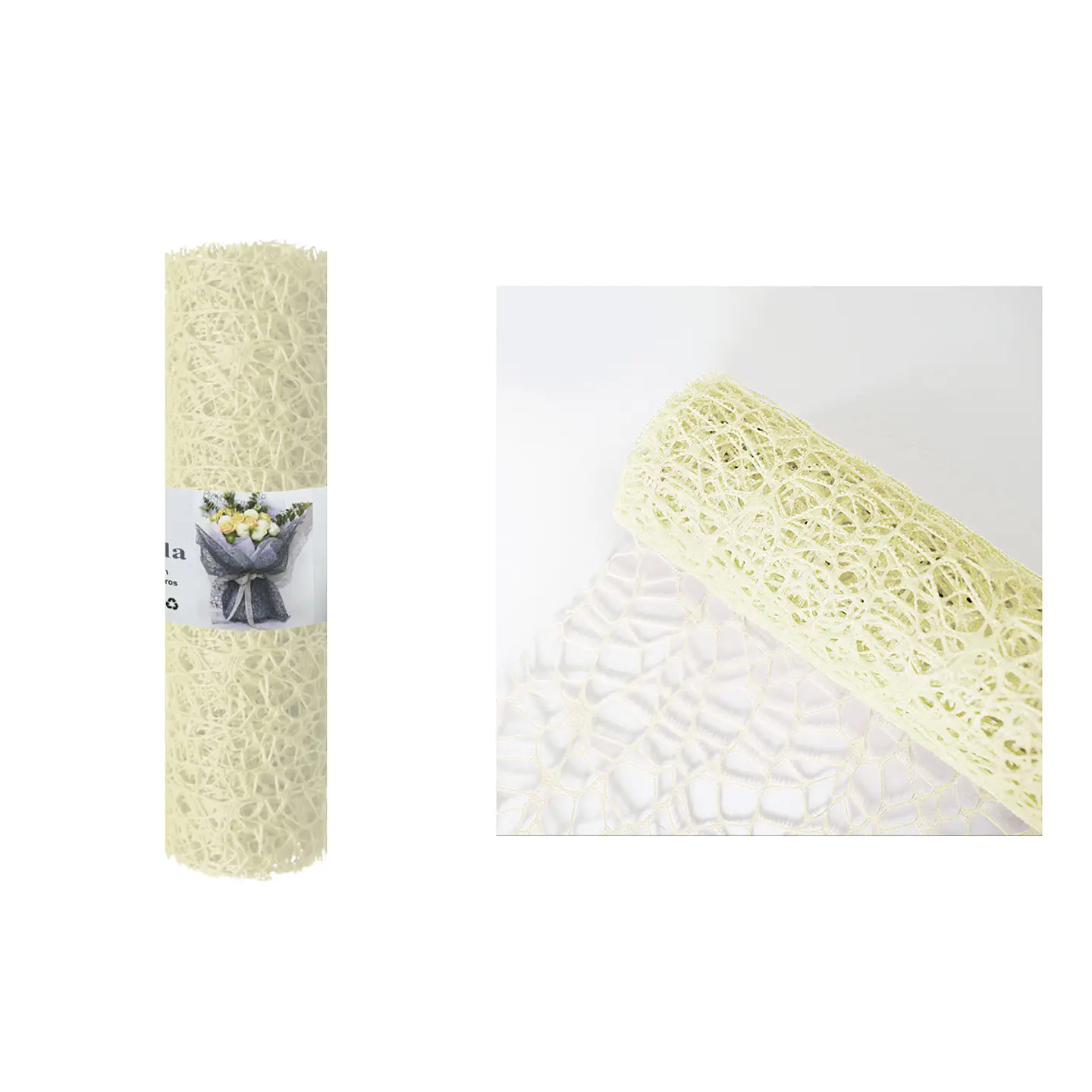Malla jacquard beige para ramos de flores 48cm*3m 1