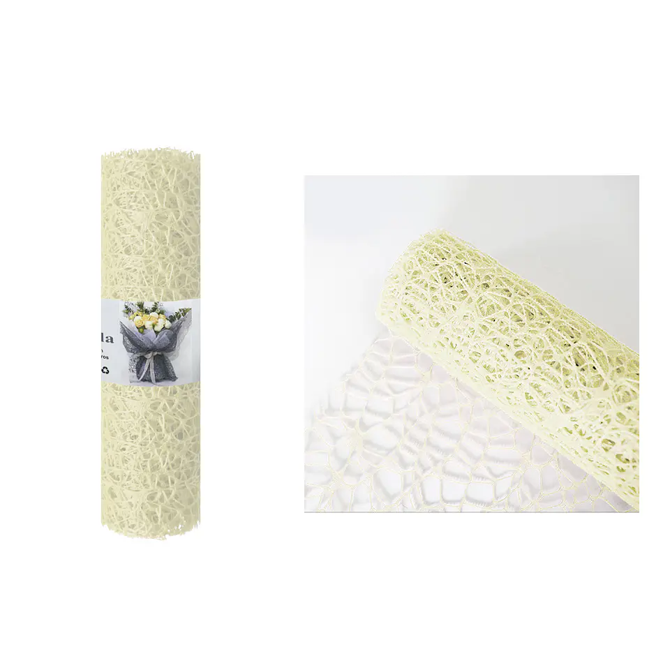 Malla jacquard beige para ramos de flores 48cm*3m 1