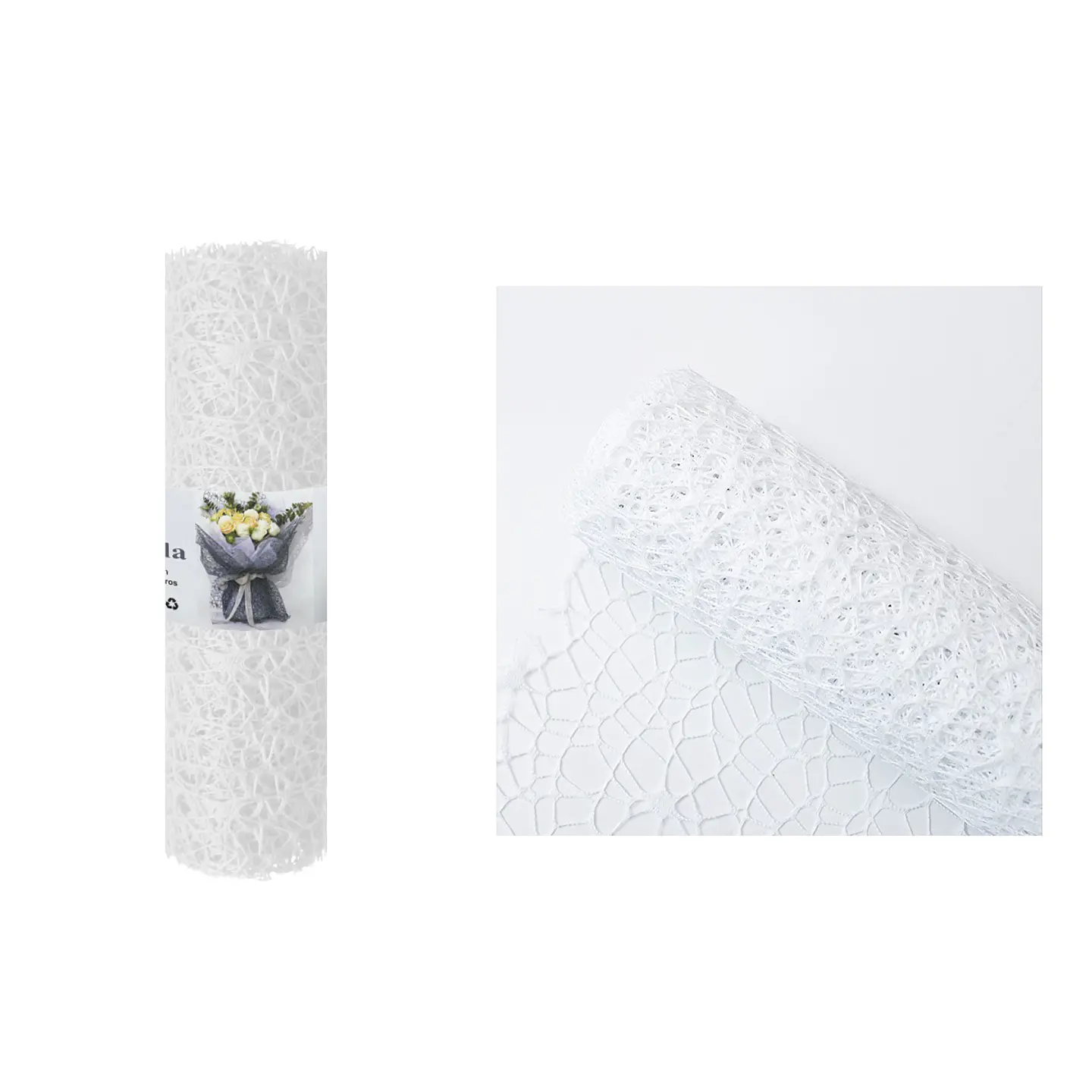Malla jacquard blanco para ramos de flores 48cm*3m 1