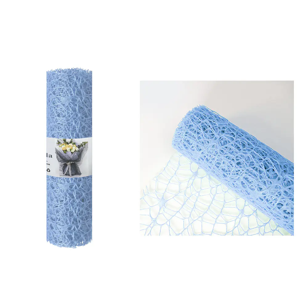 Malla jacquard azul turquesa para ramos de flores 24cm*3m
