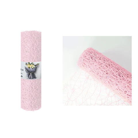 Malla jacquard rosa claro para ramos de flores 24cm*3m