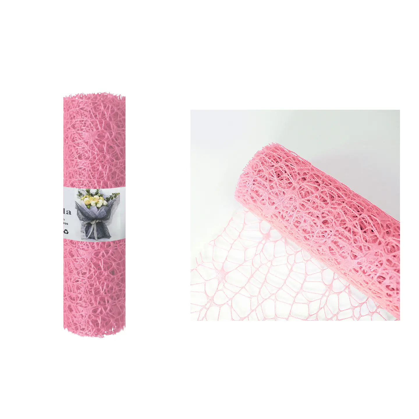 Malla jacquard rosa para ramos de flores 24cm*3m 1