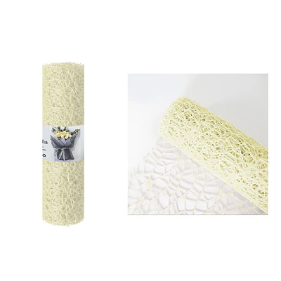 Malla jacquard beige para ramos de flores 24cm*3m