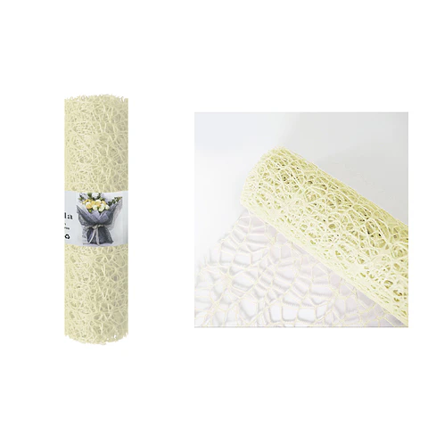 Malla jacquard beige para ramos de flores 24cm*3m