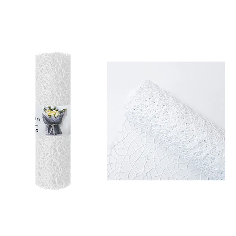 Malla jacquard blanco para ramos de flores 24cm*3m