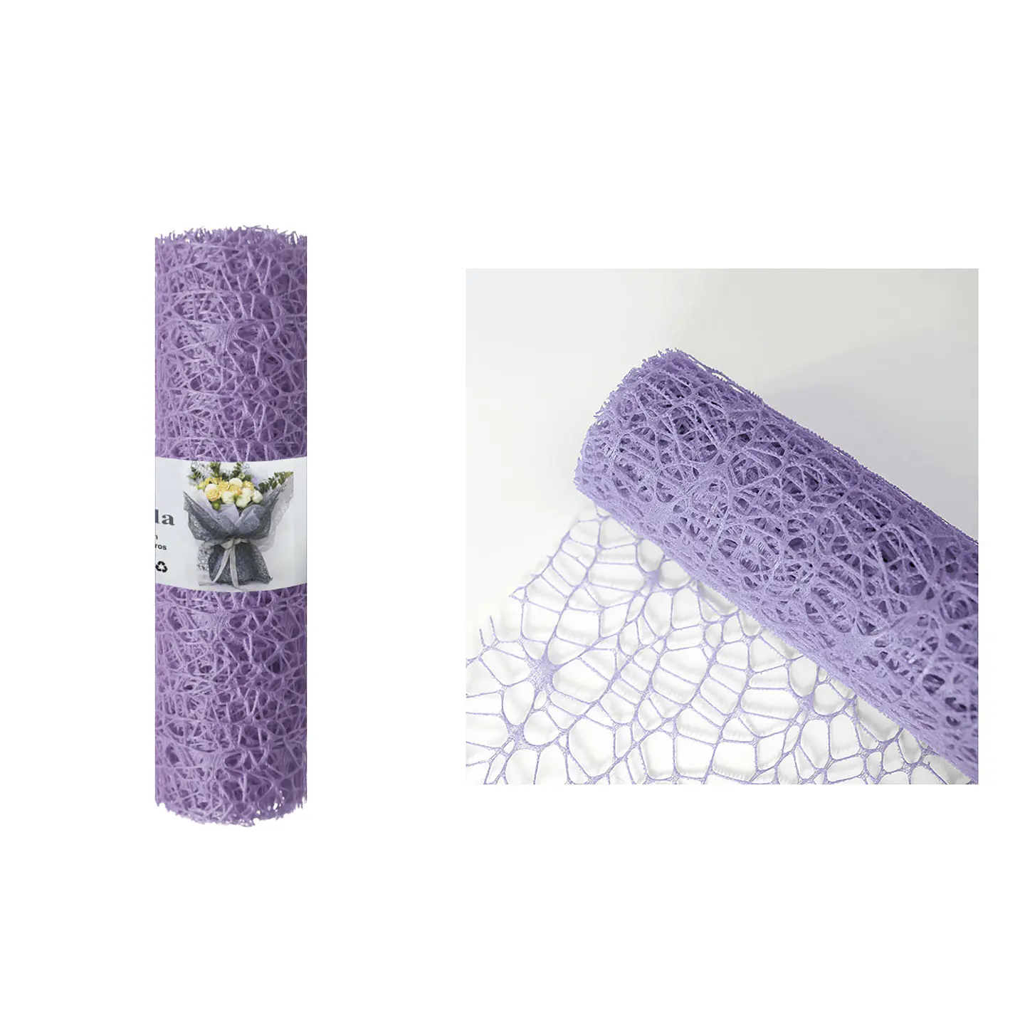 Malla jacquard violeta claro para ramos de flores 14cm*4.5m 1