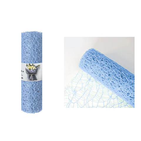 Malla jacquard azul turquesa para ramos de flores 14cm*4.5m