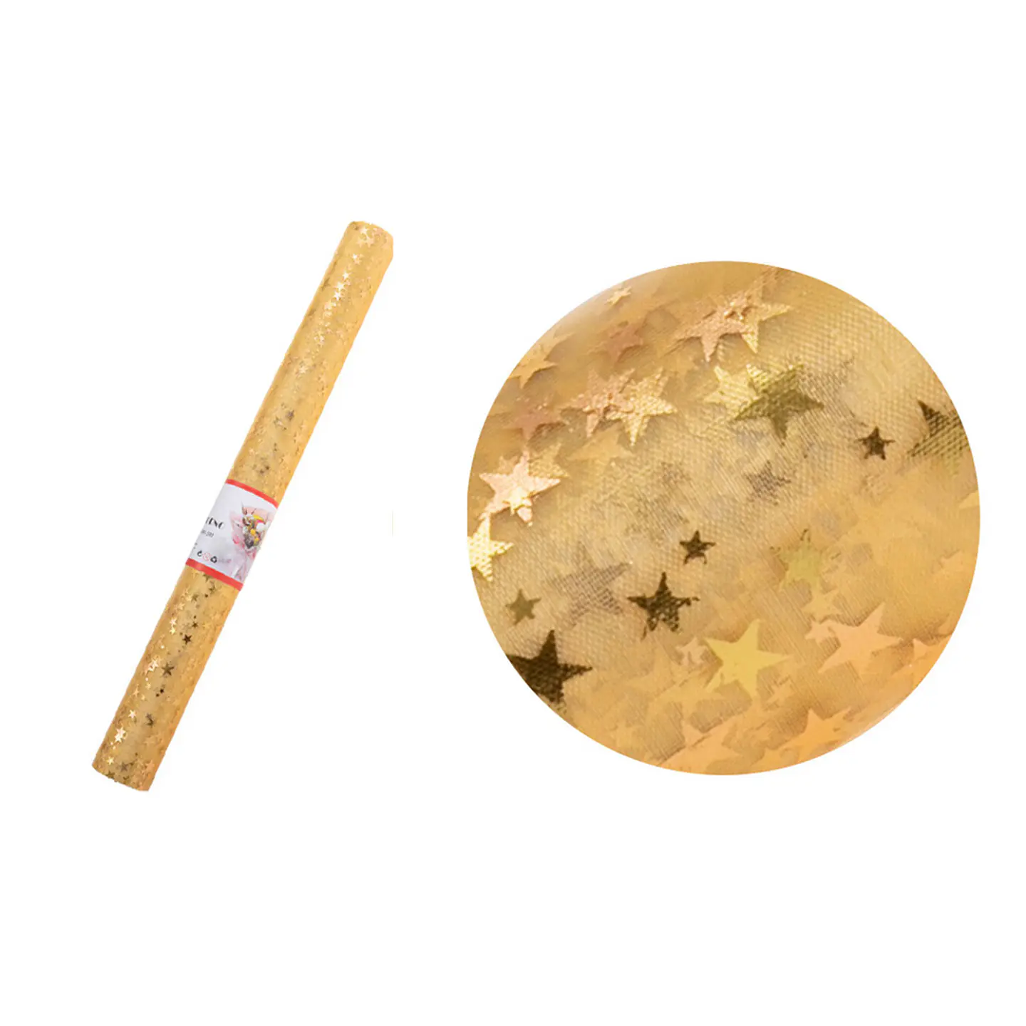 Malla tul dorada con estrellas doradas para ramos 48cm*3Y 1