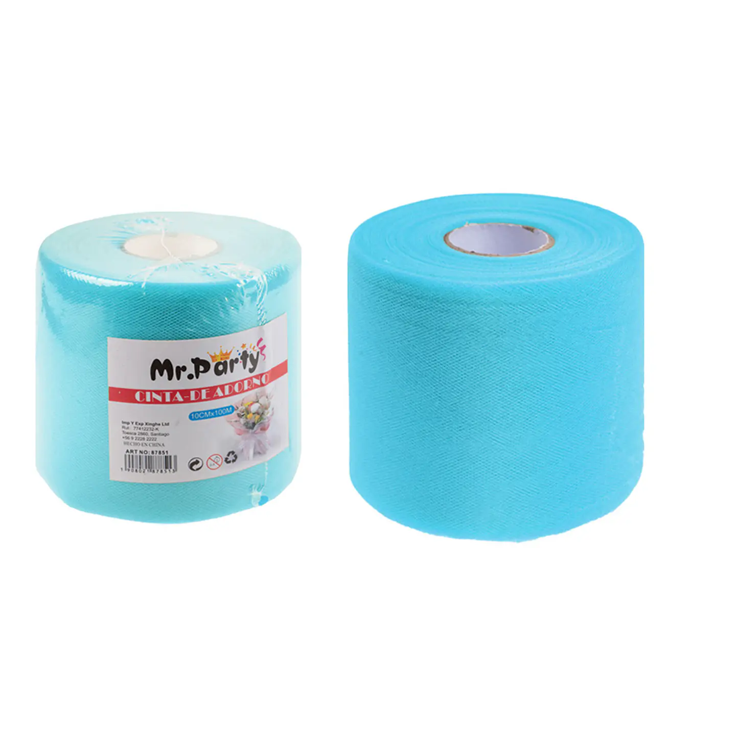Rollo de tul decorativo azul claro 10cm*100m 1