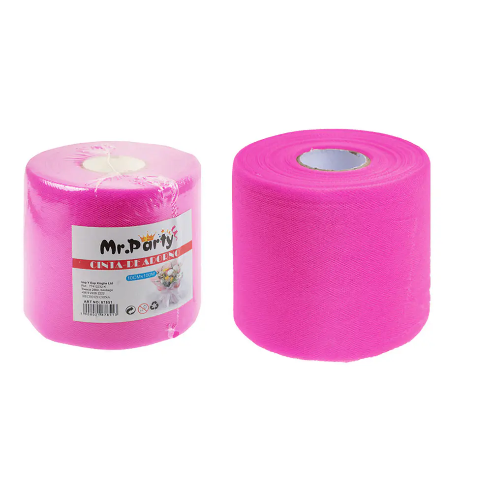 Rollo de tul decorativo fucsia 10cm*100m