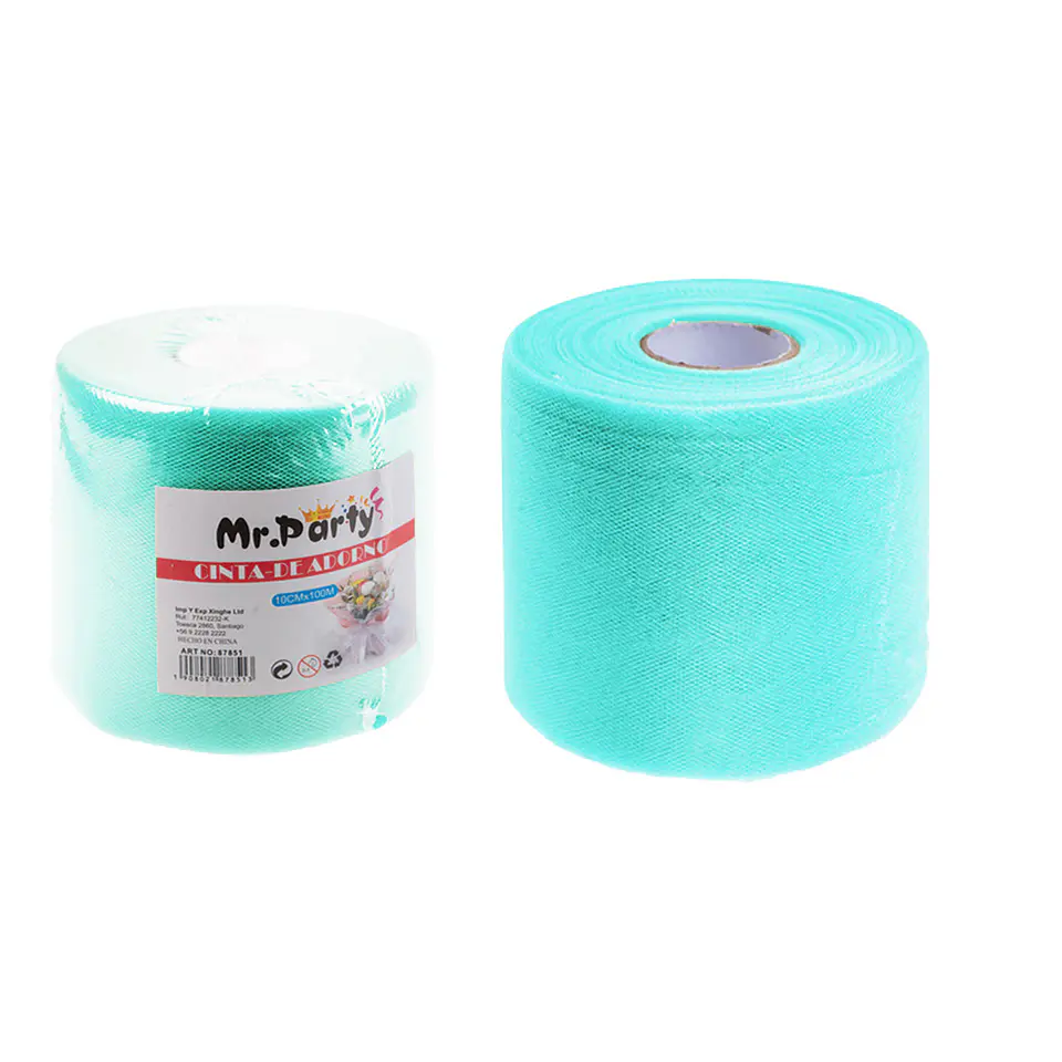 Rollo de tul decorativo azul Tiffany 10cm*100m 1