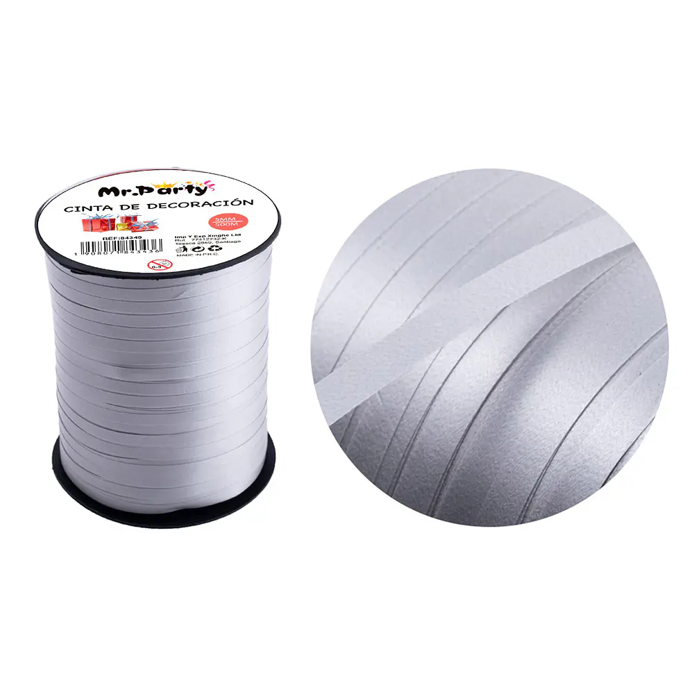 Cinta de regalo 5mm*500m plateado