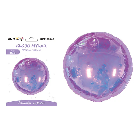 Globo metálico redondo púrpura fantasía 45cm