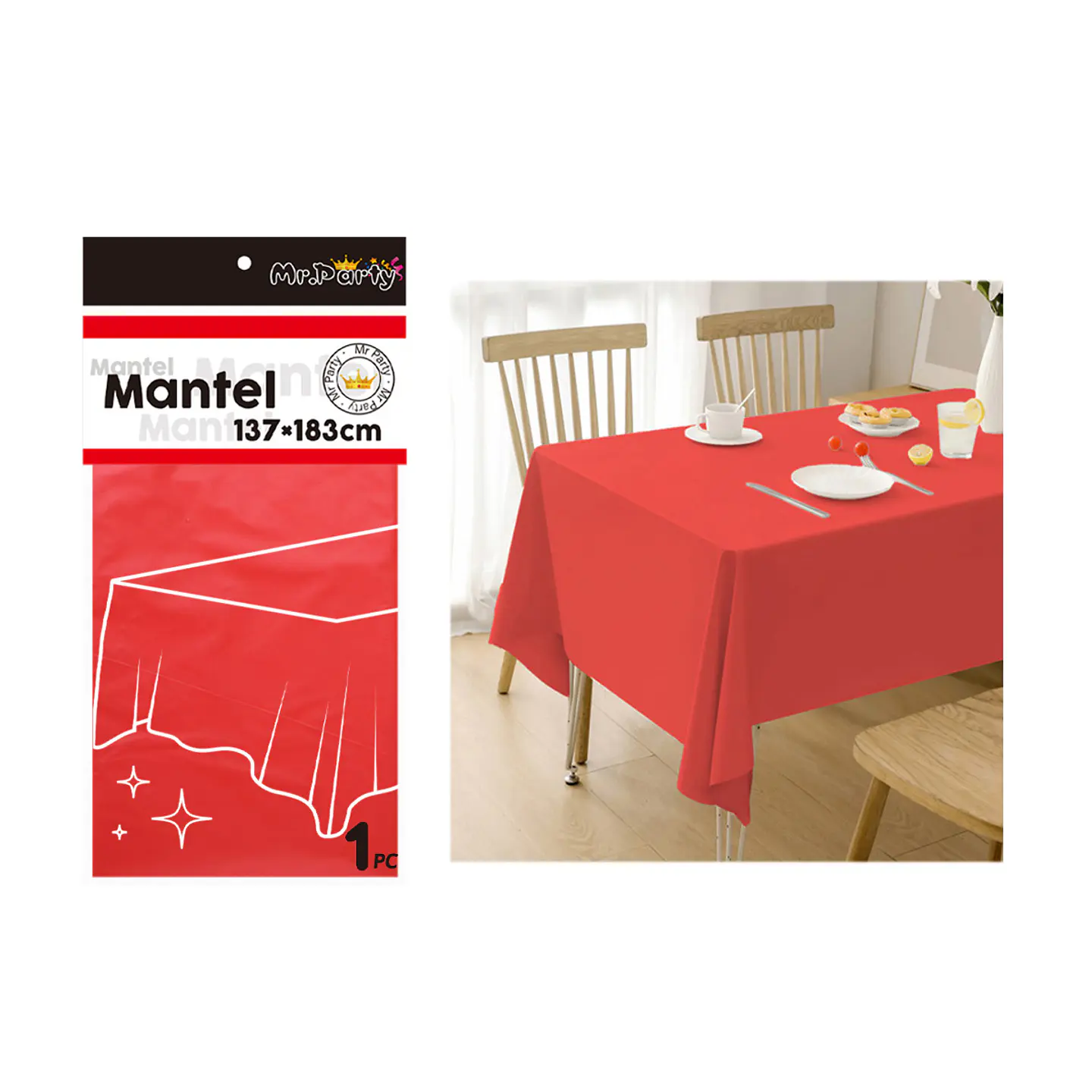 Mantel PE plástico rojo 137*183cm 1
