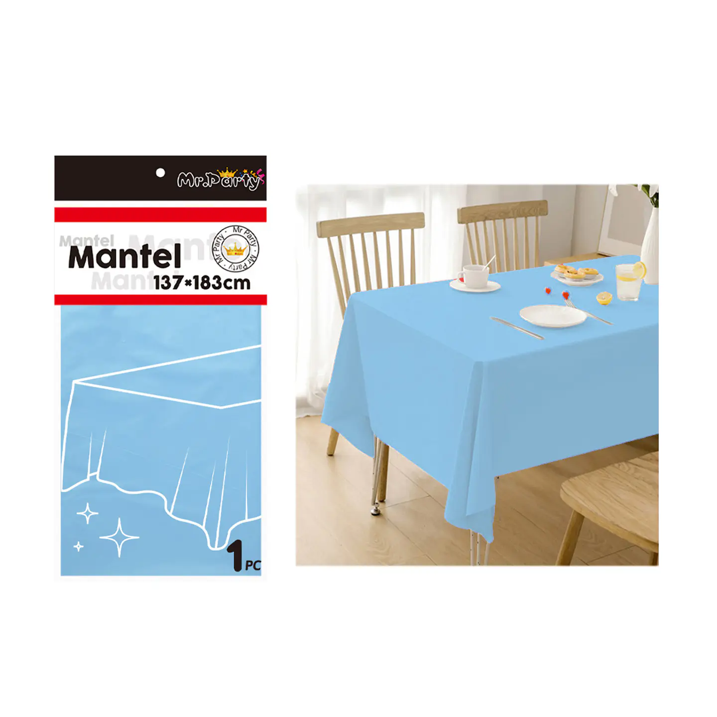 Mantel PE plástico azul claro 137*183cm 1