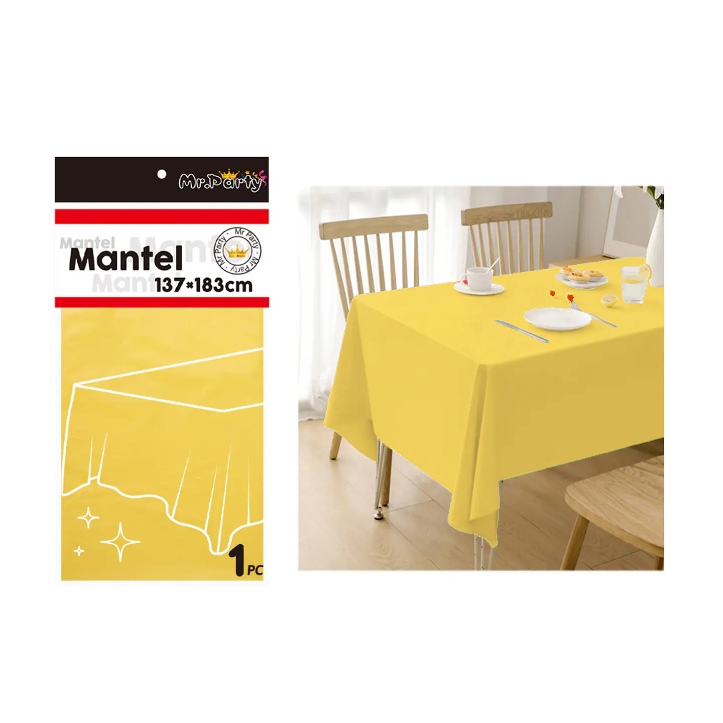 Mantel PE plástico amarillo 137*183cm 1