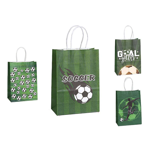 Bolsa de papel kraft fútbol 21*15*8cm 12pcs Diseño Aleatorio