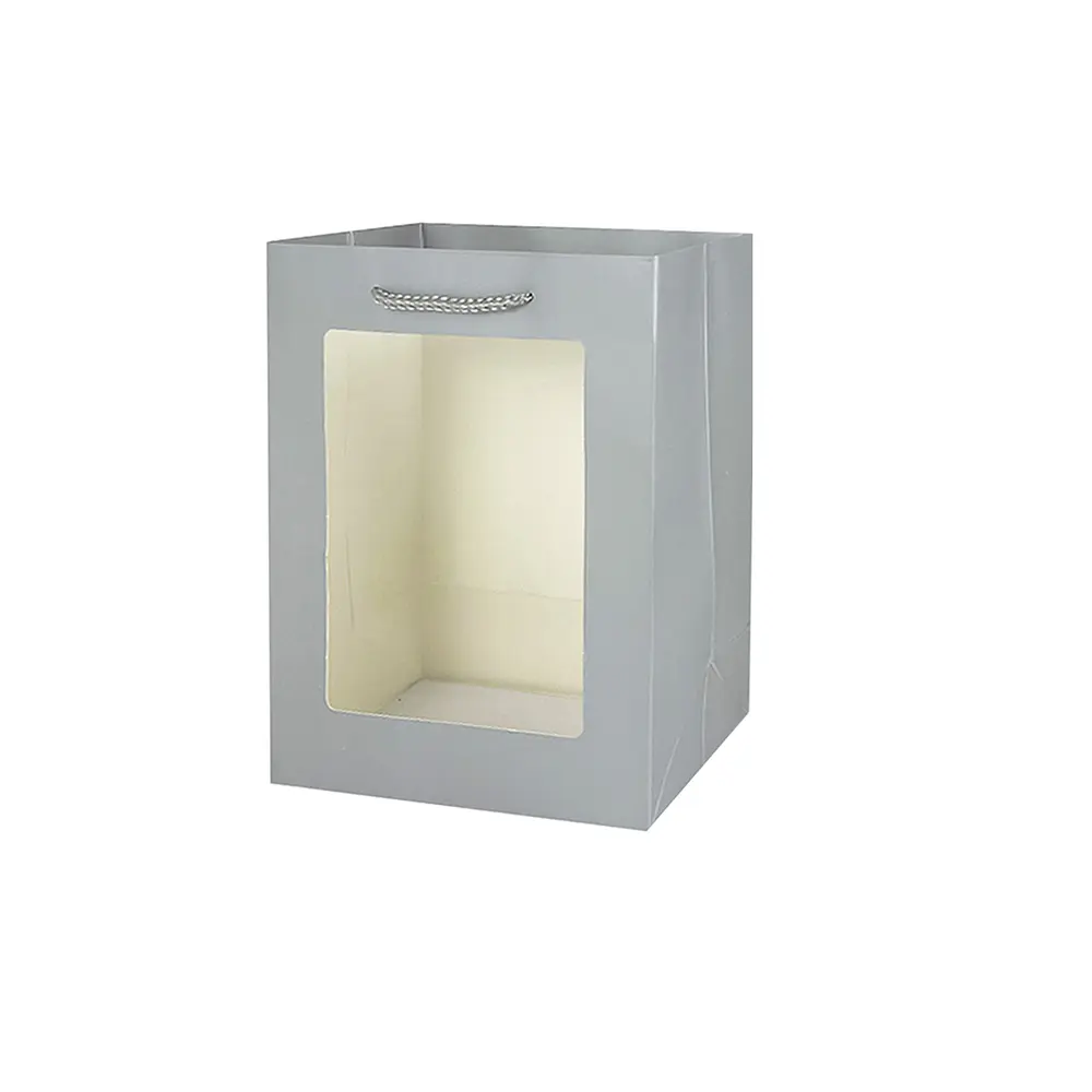 Bolsa de regalo con ventana PVC plateada S 23*18*10cm