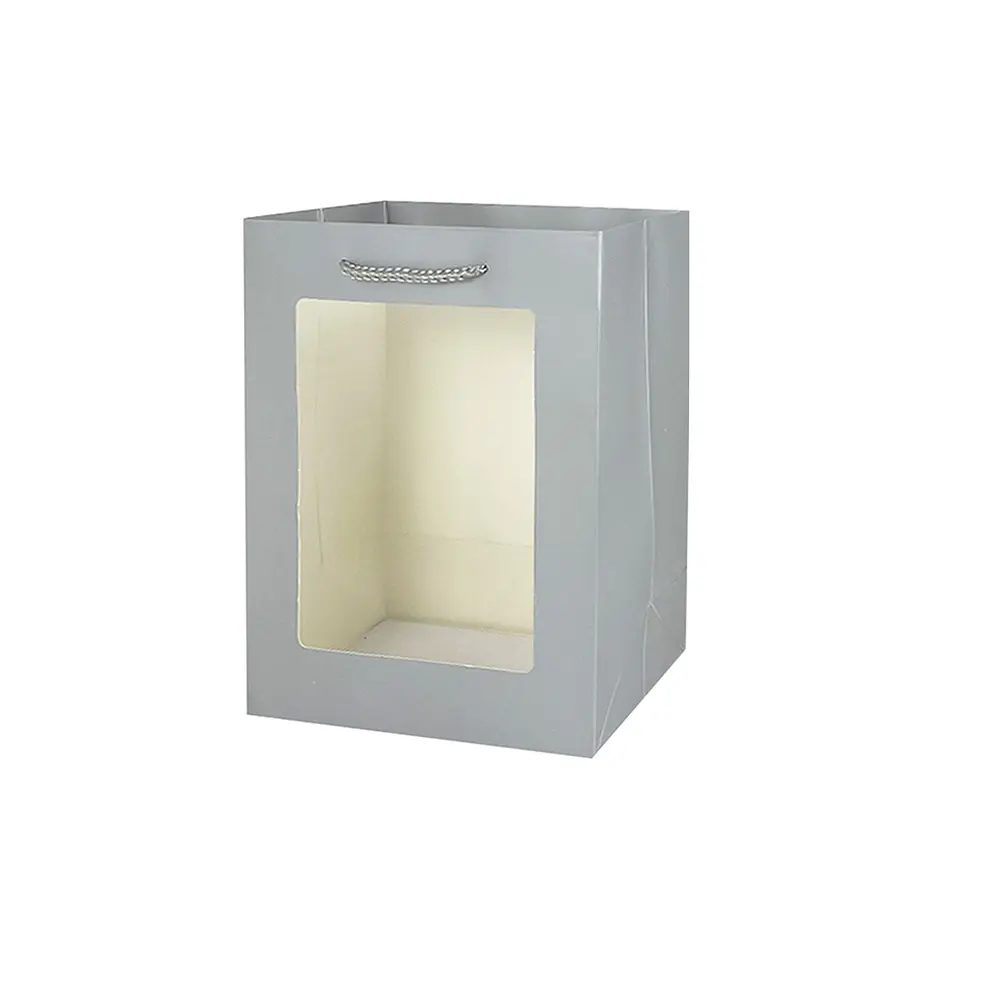 Bolsa de regalo con ventana PVC plateada L 44*31*12cm
