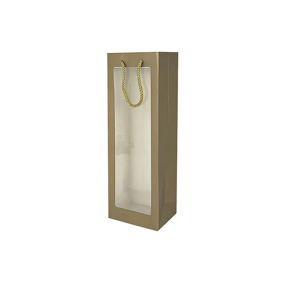 Bolsa de regalo para vino con ventana PVC dorada 36*12.5*8.5cm 12pcs 1