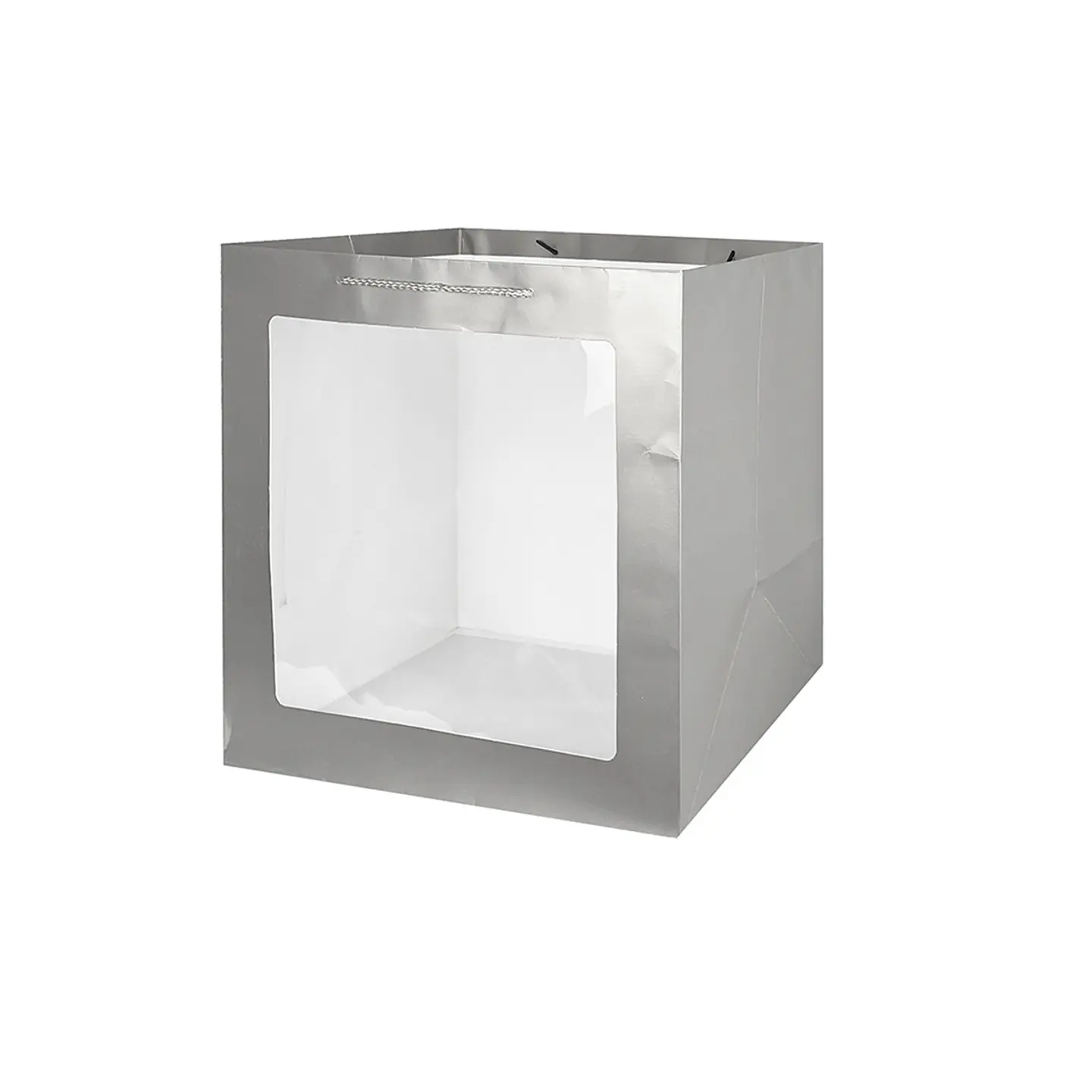 Bolsa de regalo con ventana PVC plateada XL 35*36*24cm 12pcs 1