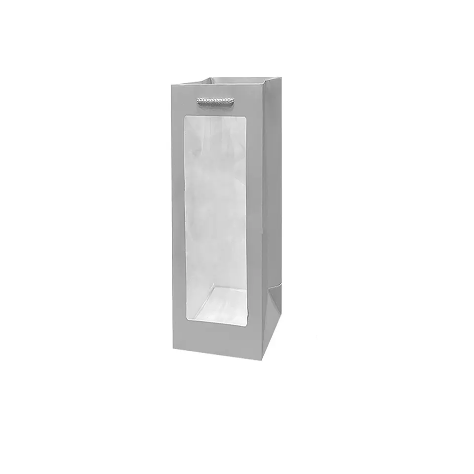 Bolsa de regalo para vino con ventana PVC plateada 36*12.5*8.5cm 12pcs 1