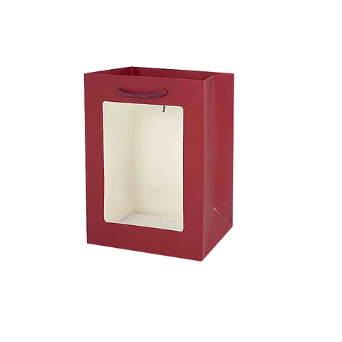 Bolsa de regalo con ventana PVC roja S 23*18*10cm 12pcs