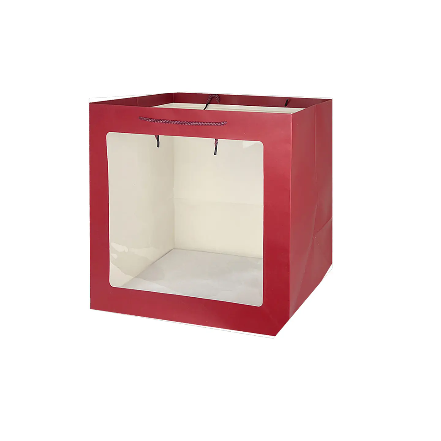 Bolsa de regalo con ventana PVC roja XL 35*36*24cm 12pcs 1