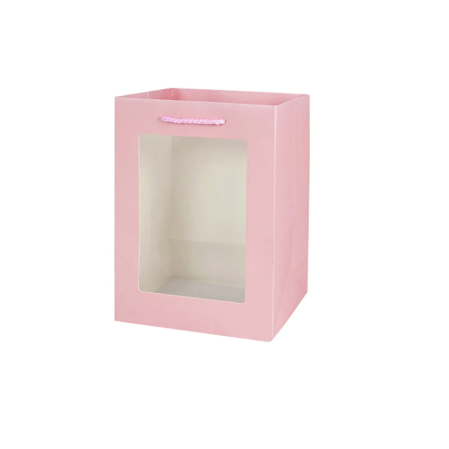 Bolsa de regalo con ventana PVC rosa M 32*26*12cm 12pcs 1