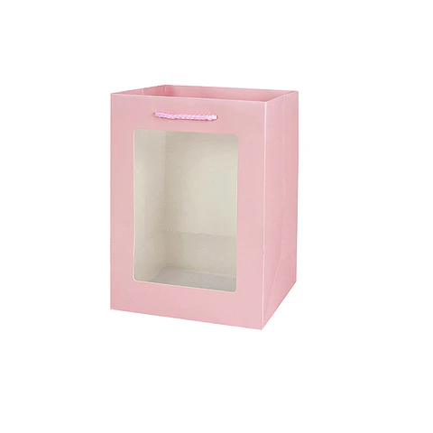 Bolsa de regalo con ventana PVC rosa L 44*31*12cm 12pcs
