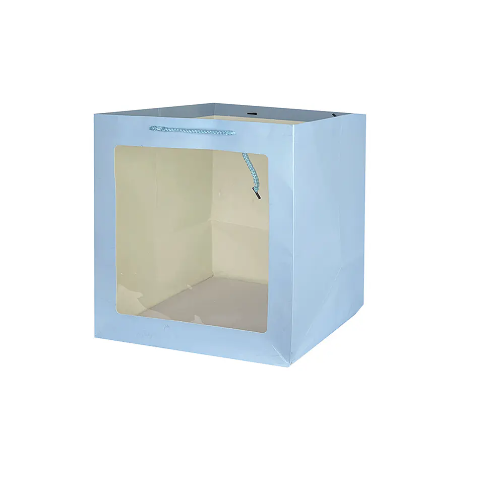 Bolsa de regalo con ventana PVC azul XL 35*36*24cm 12pcs 1