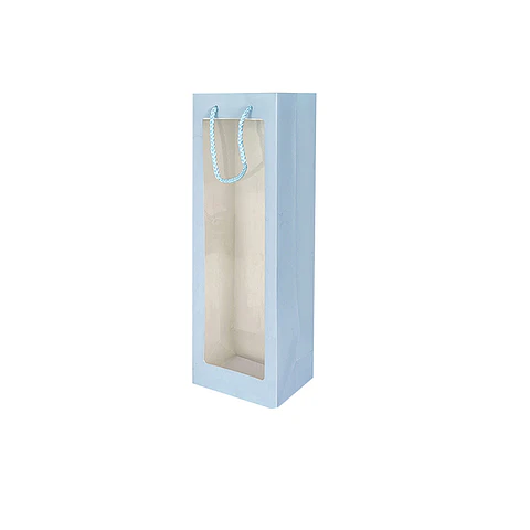 Bolsa de regalo para vino con ventana PVC azul 36*12.5*8.5cm 12pcs