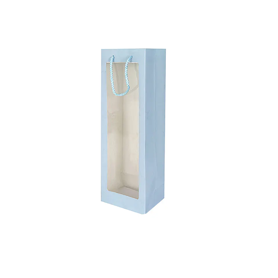 Bolsa de regalo para vino con ventana PVC azul 36*12.5*8.5cm 12pcs 1