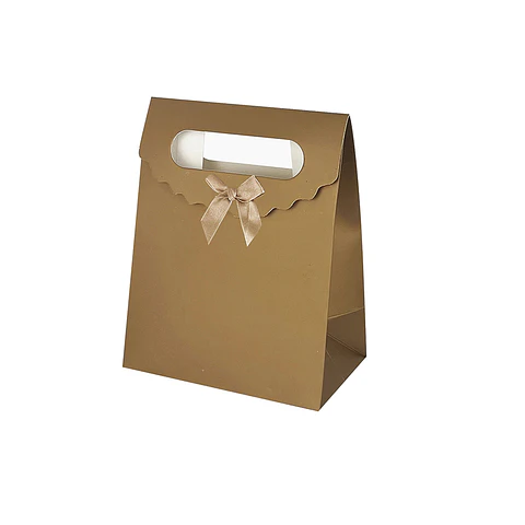 Bolsa de regalo dorada con asa y lazo XS 15*12*7cm 12pcs