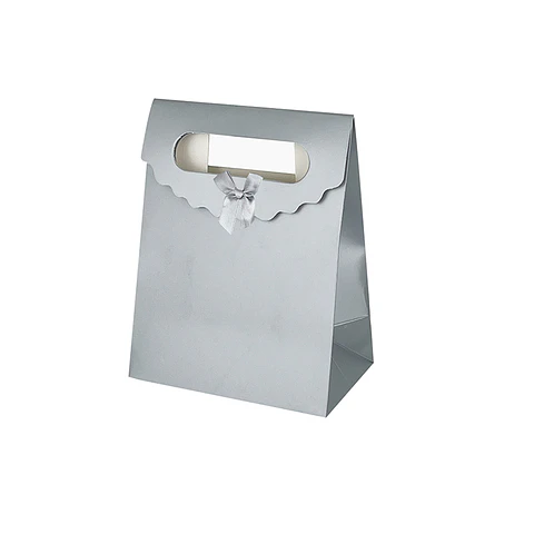 Bolsa de regalo plateada con asa y lazo XS 15*12*7cm 12pcs