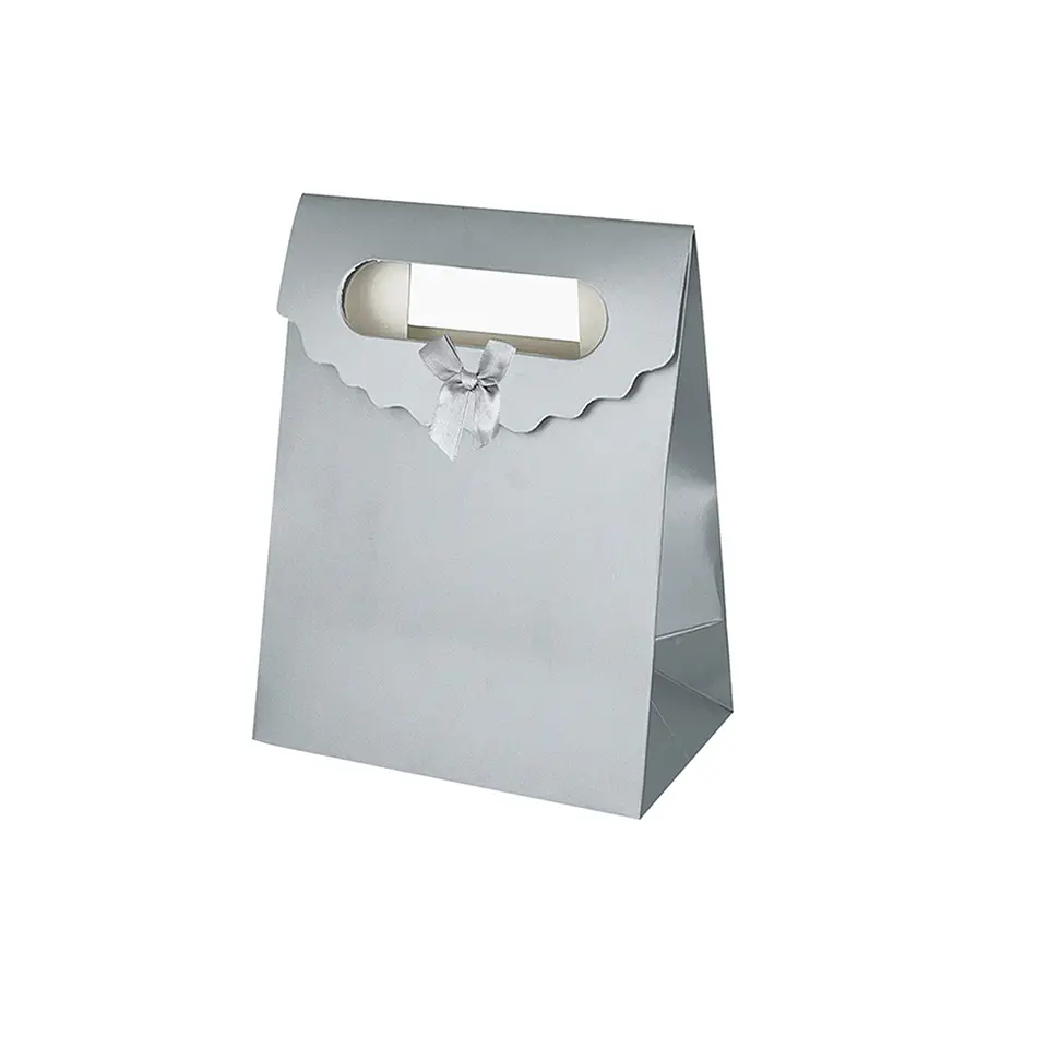 Bolsa de regalo plateada con asa y lazo XS 15*12*7cm 12pcs 1