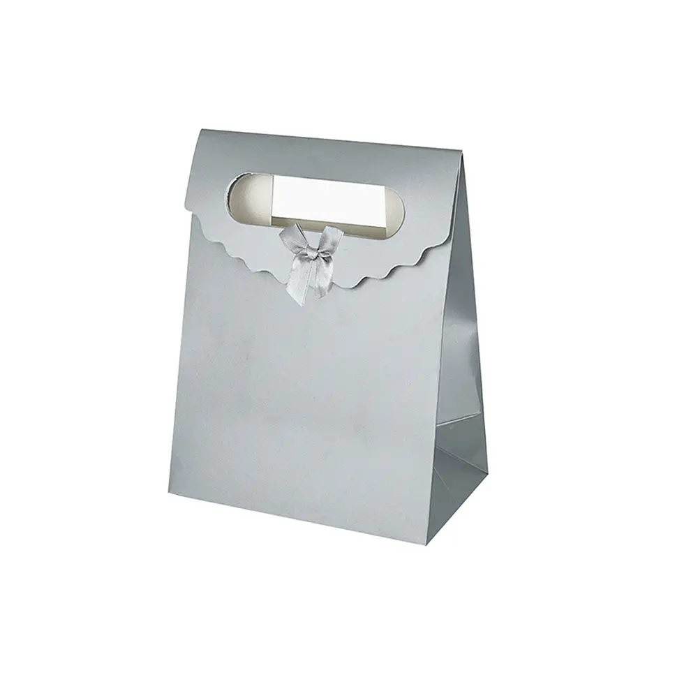Bolsa de regalo plateada con asa y lazo S 27*19*9cm