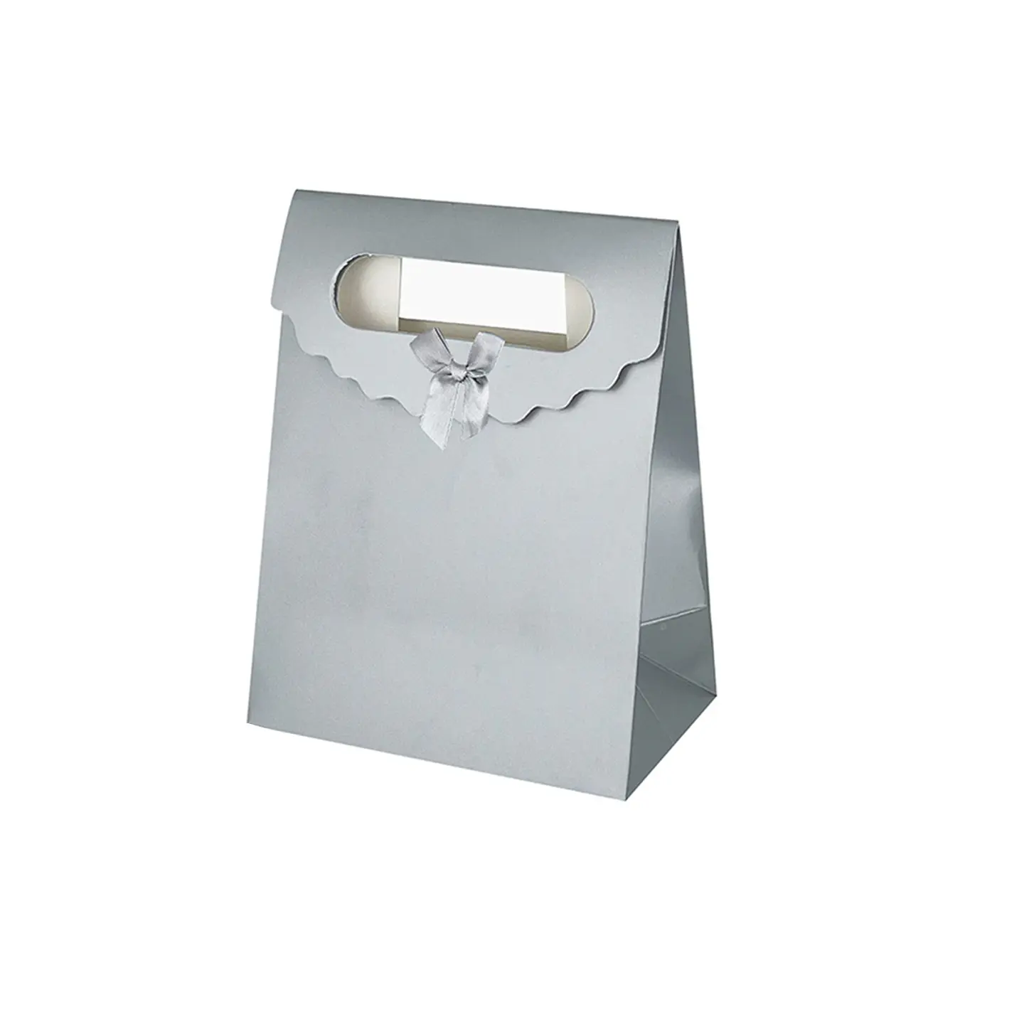 Bolsa de regalo plateada con asa y lazo S 27*19*9cm 12pcs 1