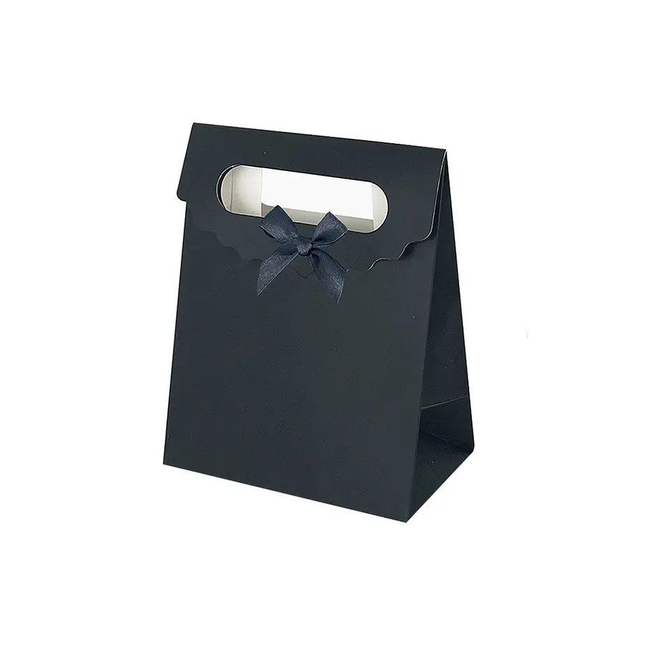 Bolsa de regalo negra con asa y lazo S 27*19*9cm 12pcs 1